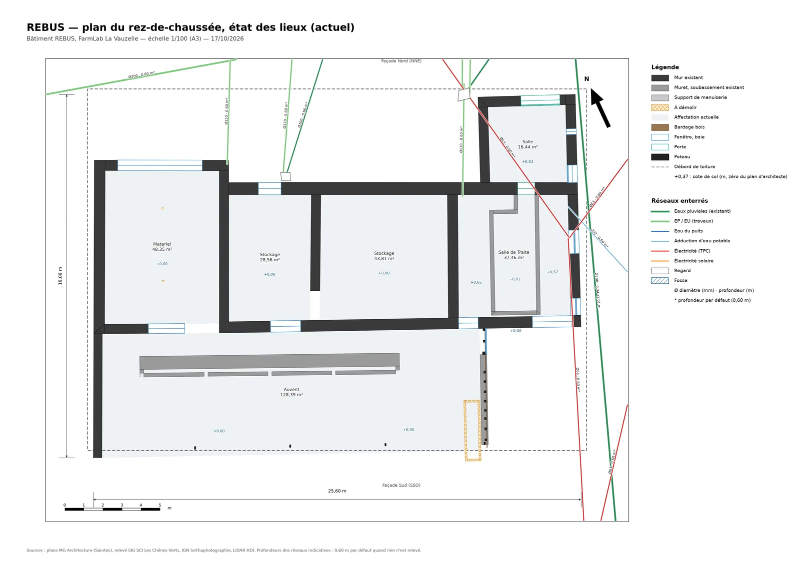 Plan du rez-de-chaussée du bâtiment aujourd'hui